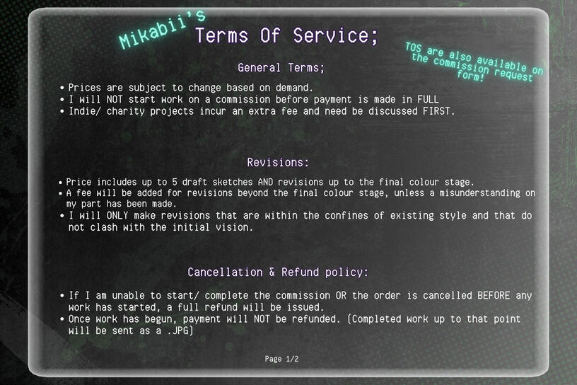 TOS page 1/2 TOS page 1/2